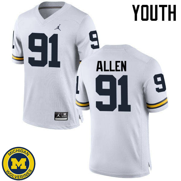 Youth University of Michigan #91 Kenny Allen White College Game Jersey